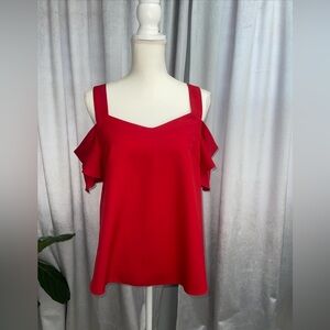 Alya Women’s Top Red Cold Shoulder Short Sleeve Size Medium